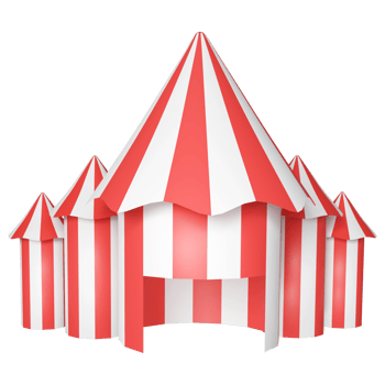 Red And White Tent House Icon In 3D Render. png