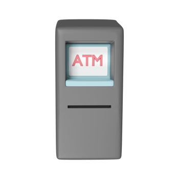 Blue And Grey ATM Machine Icon In 3D Render Style. png