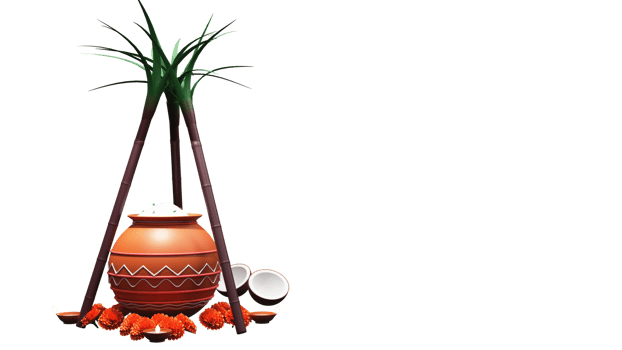 3D Render Of Pongal Festival Elements Over Background. png