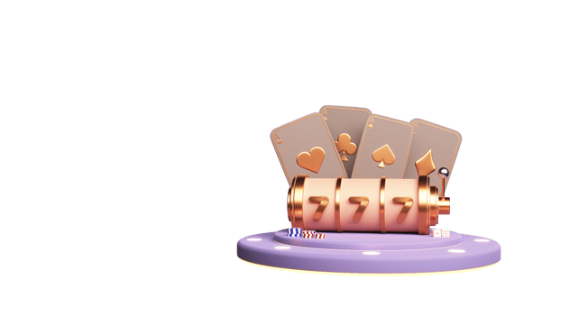 3D Render Of Casino Elements Over Marquee Purple Round Podium. png