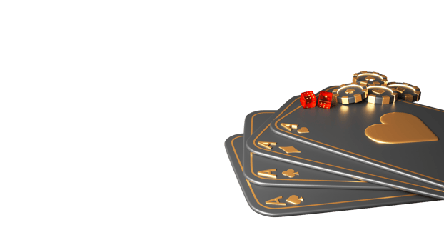 Ace Cards With Dices And Poker Chips Element In 3D Render. png