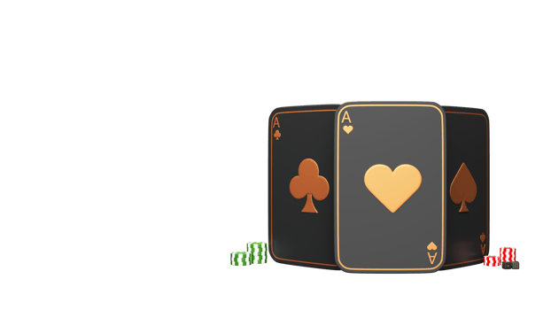 3D Render Of Aces Card With Poker Chips, Dices Element. png