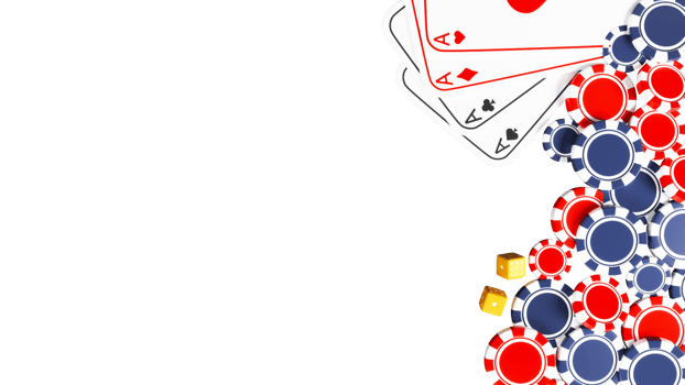 Top View Of Aces Cards With Golden Dices, Casino Chips Element In 3D Render. png