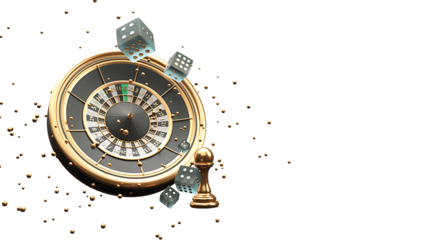 3D Render Gambling Elements And Golden Tiny Balls Against Background. png