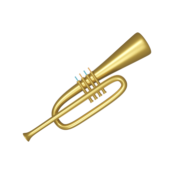 Realistic Trumpet Element In Golden Color. png