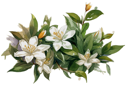 Beautiful flower with leaf watercolor ai generate png