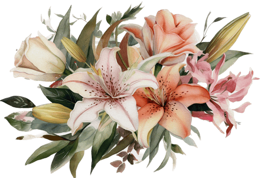 Beautiful flower with leaf watercolor ai generate png