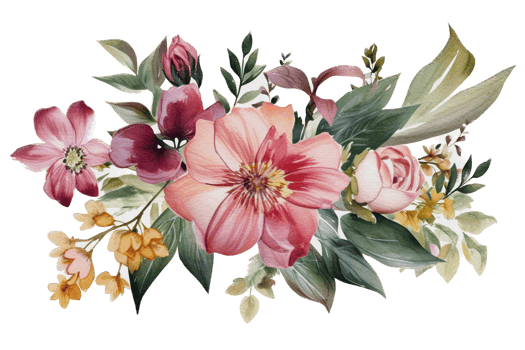 Beautiful flower with leaf watercolor ai generate png