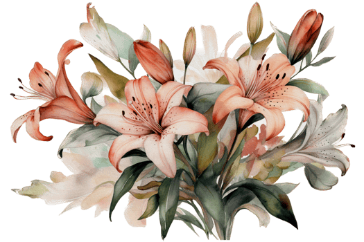 Beautiful flower with leaf watercolor ai generate png