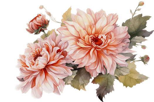 Beautiful flower with leaf watercolor ai generate png