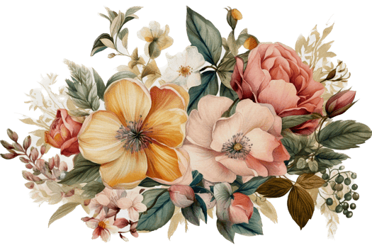 Beautiful flower with leaf watercolor ai generate png