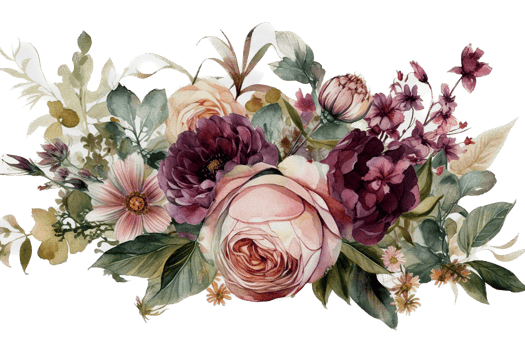 Beautiful flower with leaf watercolor ai generate png