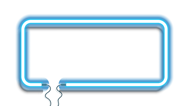 Neon rectangle lamp wall sign isolated png