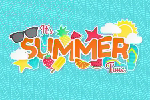 Summer time vector banner. Paper cut style.