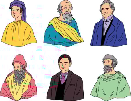 Set of vector illustrations of the four wise men in different costumes. Set off People
