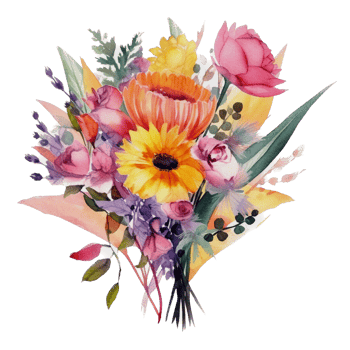 Beautiful flower with leaf watercolor ai generate png