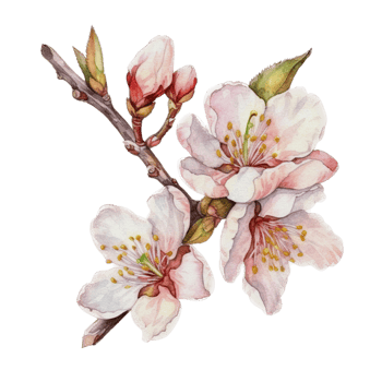Beautiful flower with leaf watercolor ai generate png