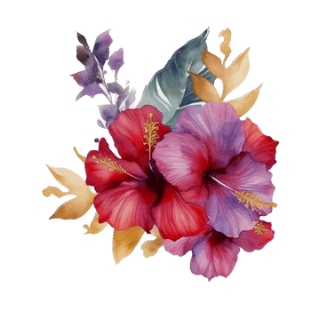 Beautiful flower with leaf watercolor ai generate png