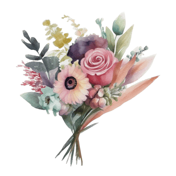 Beautiful flower with leaf watercolor ai generate png