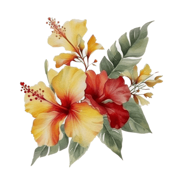 Beautiful flower with leaf watercolor ai generate png