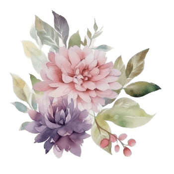 Beautiful flower with leaf watercolor ai generate png