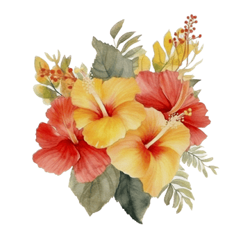 Beautiful flower with leaf watercolor ai generate png