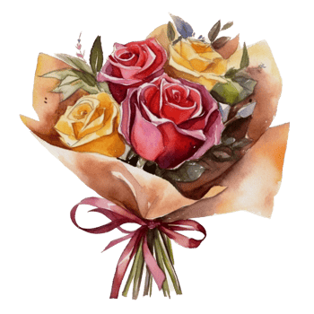 Beautiful flower bouquet watercolor ai generate png