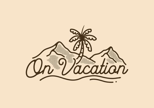 Vintage illustration of Mountain and coconut tree vector