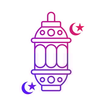 antique decorative lantern islamic gradient outline icon vector illustration