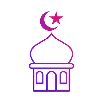 little mosque islamic gradient outline icon vector illustration