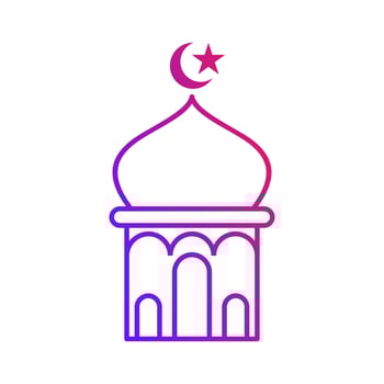 mosque tower islamic gradient outline icon vector illustration