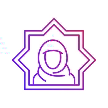muslim female avatar gradient outline icon vector illustration