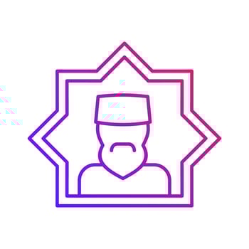 muslim man avatar gradient outline icon vector illustration