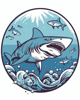Sharks Swimming Illustrations vector