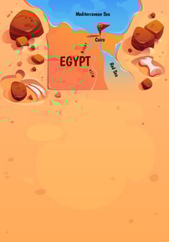 Egypt geographic map with Cairo, Nile, Red sea vector