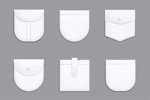 Realistic set of white pocket templates vector