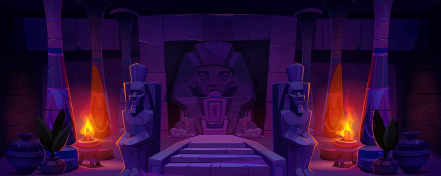 Ancient Egypt pharaoh throne temple cartoon vector