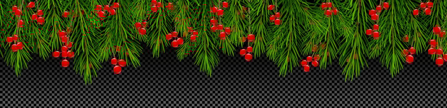 American holly with pine tree vector border decor