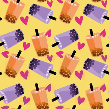 Seamless pattern with bubble tea. Cute pattern for decoration. Seamless with wrapping paper and decoration. vector