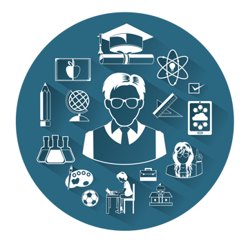Group of flat education icons set png