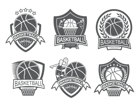 Illustration of black and white basketball logo set png