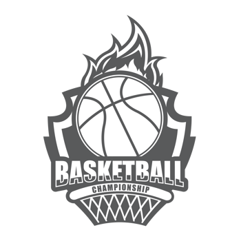 Illustration of black and white modern basketball logo.It's for fighter concept png