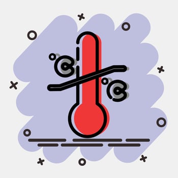 Icon temperature limitation. Packaging symbol elements. Icons in comic style. Good for prints, posters, logo, product packaging, sign, expedition, etc. vector