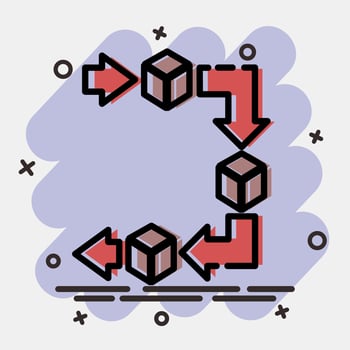 Icon use fifo system. Packaging symbol elements. Icons in comic style. Good for prints, posters, logo, product packaging, sign, expedition, etc. vector