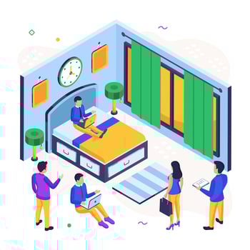 Editable design illustration of remote worker vector