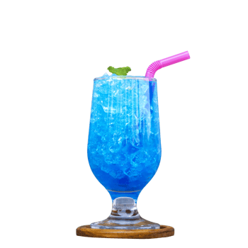 Blue Hawaii summer cocktail and mint leaves png