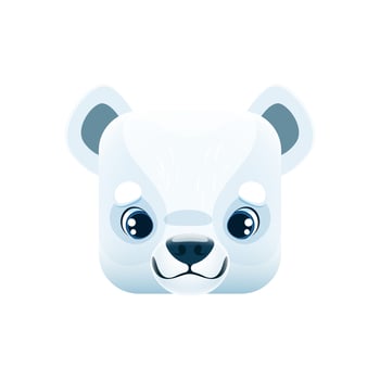 Cartoon white polar bear kawaii square animal face vector