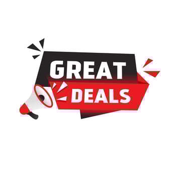 Great deals banner design element. megaphone icon. Promotional element. modern Vector template.
