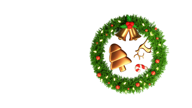 3D Render Of Decorative Christmas Wreath With Festival Elements. png