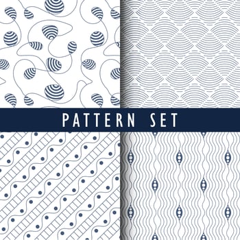 Seamless pattern set with wavy lines vector